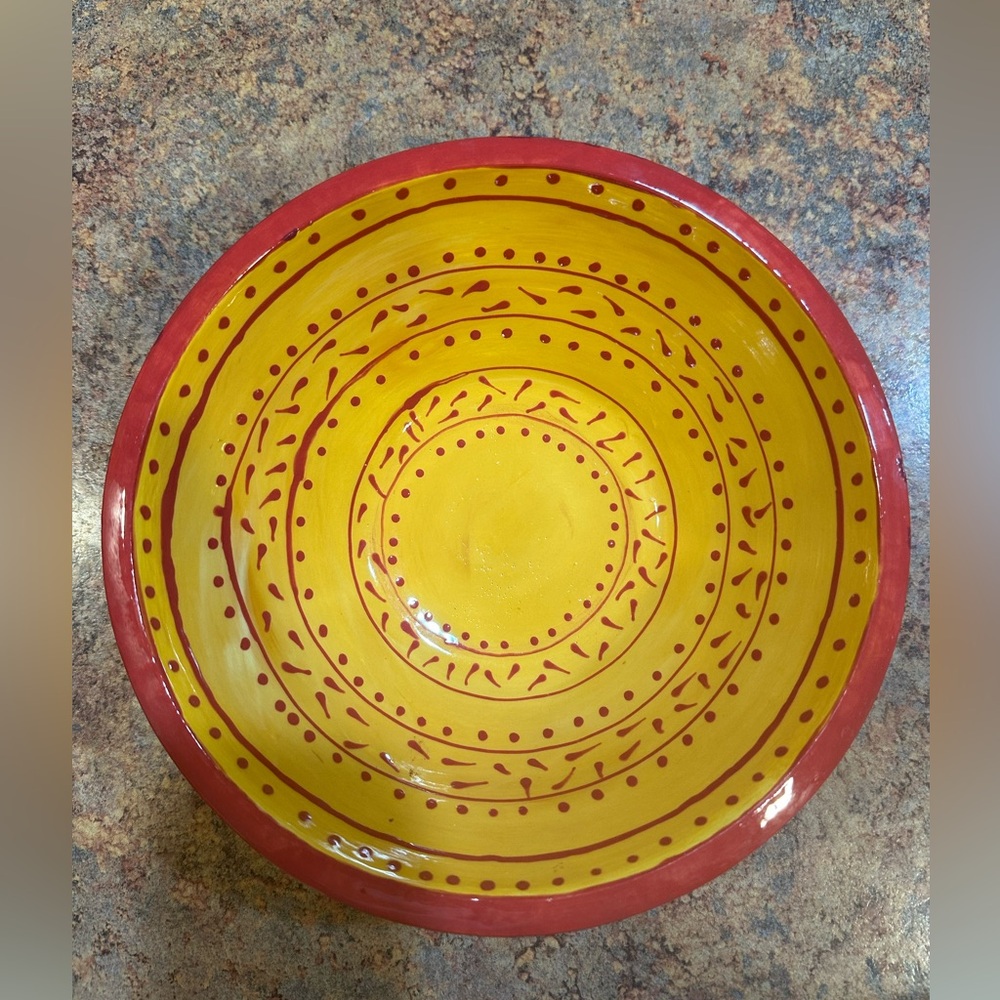 Handmade pottery, cheerful bowl